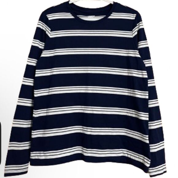 Lands' End Women’s Navy & Whit Stripe Long Sleeve Casual Tee Sz- S - Picture 1 of 5